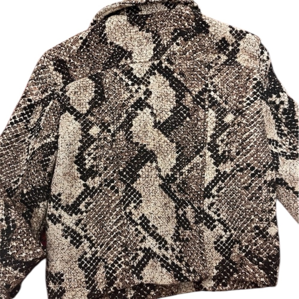 🕶️H&M Aviator Moto Women's Snake Print Jacket US4 (XS) LIKE NEW🕶️ - Picture 6 of 10